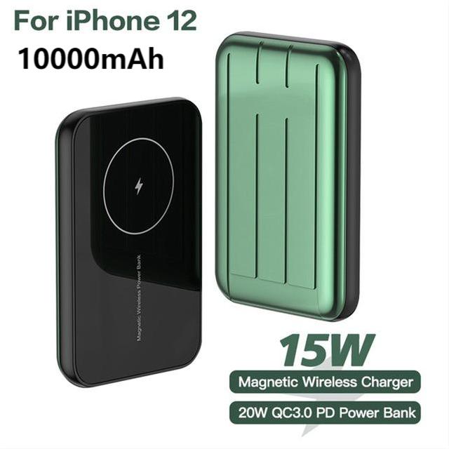 20W Fast Magnetic Wireless Portable Charger For Magsafe Charger Power Bank For iphone 12 xaiomi Mobile Battery Large Capacity: green 10000mAh