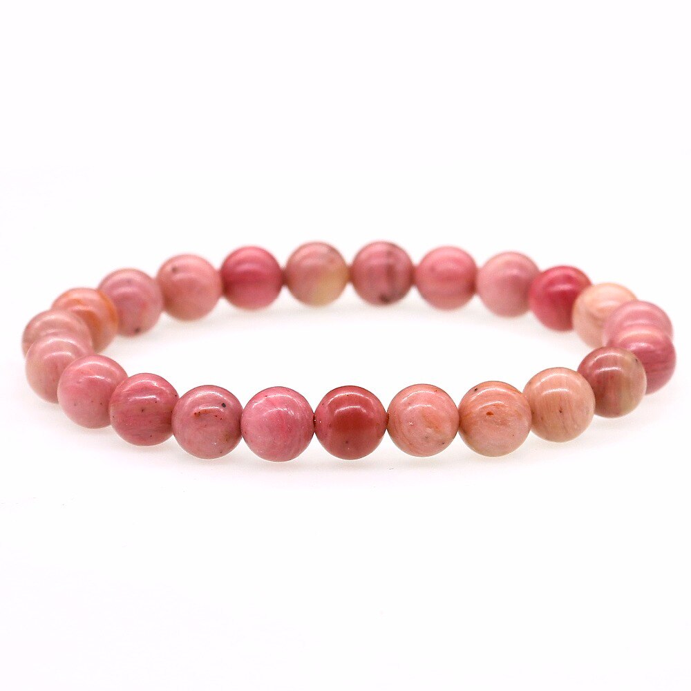 Natural Rhodochrosite Stone Bracelet Stretch Stacking Yoga Bracelet 8MM Round Ro'se Beaded Women Jewelery Healthy Bangle