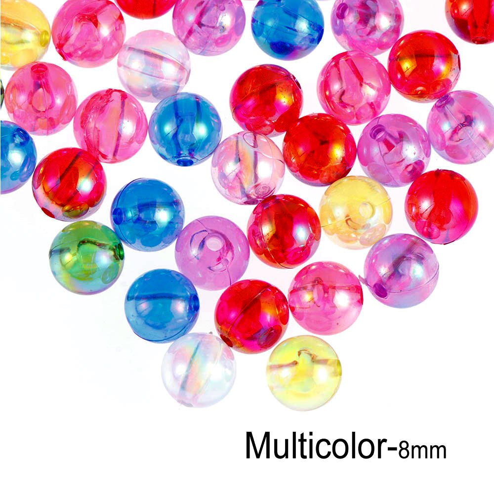 50pcs 8mm Colorful DIY Beads Round Acrylic Handmade Beads with Hole for Craft Making DIY Bracelet Necklace: multicolor