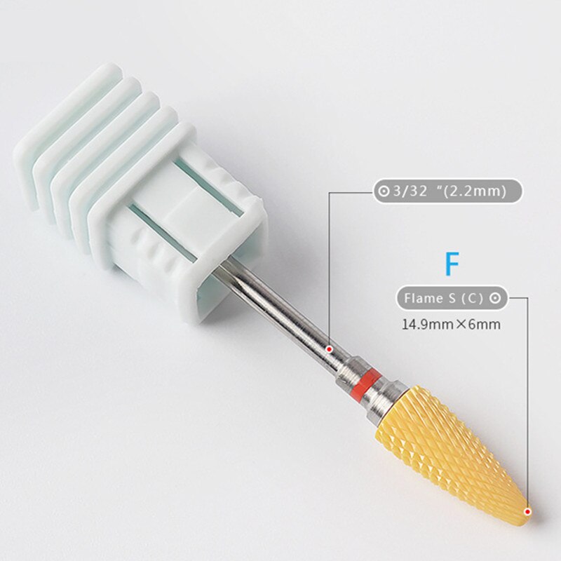 1 piezas de brocas de cerámica amarilla para uñas cutícula fresa de molienda cabeza de bala de manicura eléctrica herramientas de uñas de pedicura