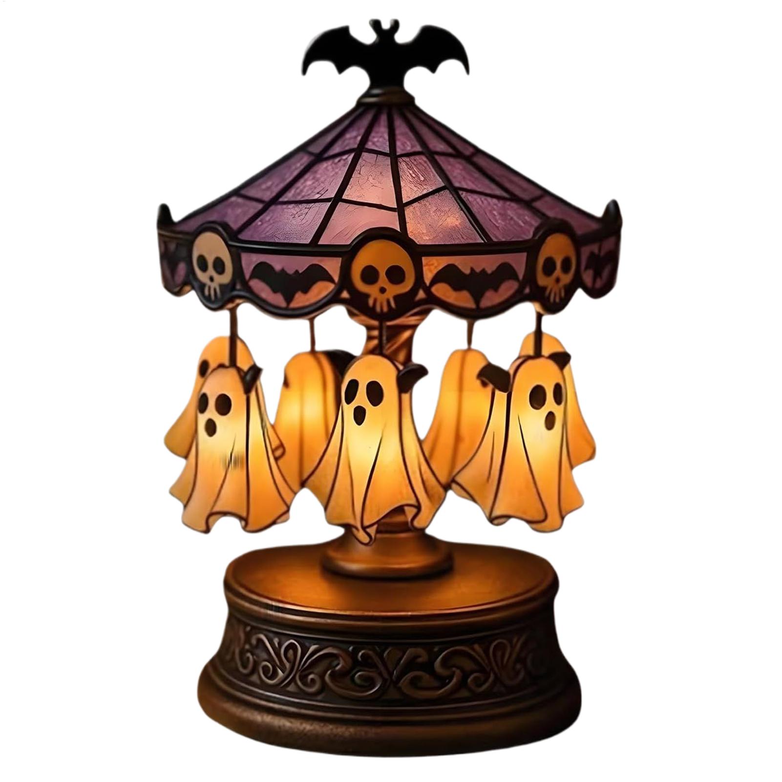 Lampa Nocna Karuzela Duchów, Ładowalna, klasyczny, Halloweenowa, Antyczna, Straszna, Pływająca Dekoracja Stołu z Duchem na Halloween