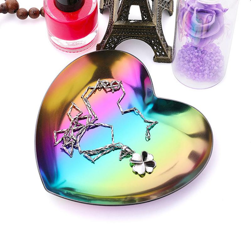 Home decoration ornaments fruit tray Home decoration stainless steel heart-shaped storage tray heart-shaped metal jewelry tray