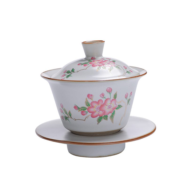 Traditions Chinese Gaiwan Ceramic Tea Sets PorcelainTeaware Tureen Sancai Authentic Tea Bowl Tea Cup and Tea Lid Set