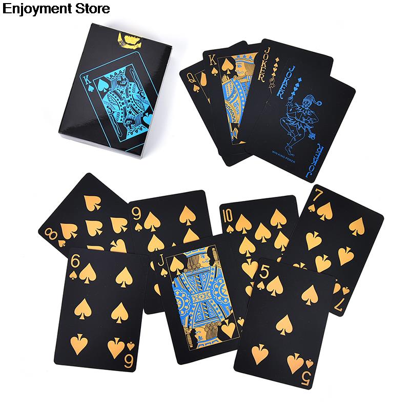 55 Stks/set Creatieve Duurzaam Poker Plastic Pvc Poker Waterdicht Zwart Speelkaarten