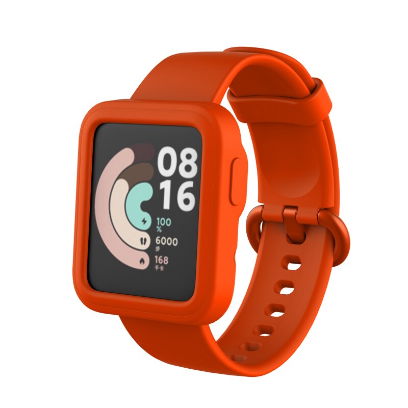 Coque de protection en Silicone souple pour Xiaomi Mi Watch Lite, cadre de bord, coque de protection antichoc pour étuis de montre Redmi: Strap-Case orange