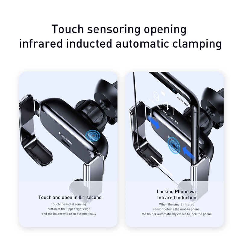 Baseus Mini supporto per telefono a infrarossi intelligente per auto supporto per presa d'aria supporto per auto per telefono in auto supporto Mobile per iPhone 11 Pro Max