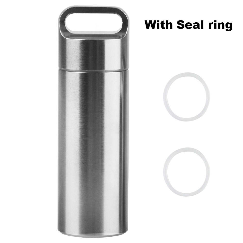 Roestvrij staal S M L pil opbergdoos met sleutelhanger afdichtringen camping EHBO hanger mini medicijndoos waterdicht draagbaar
