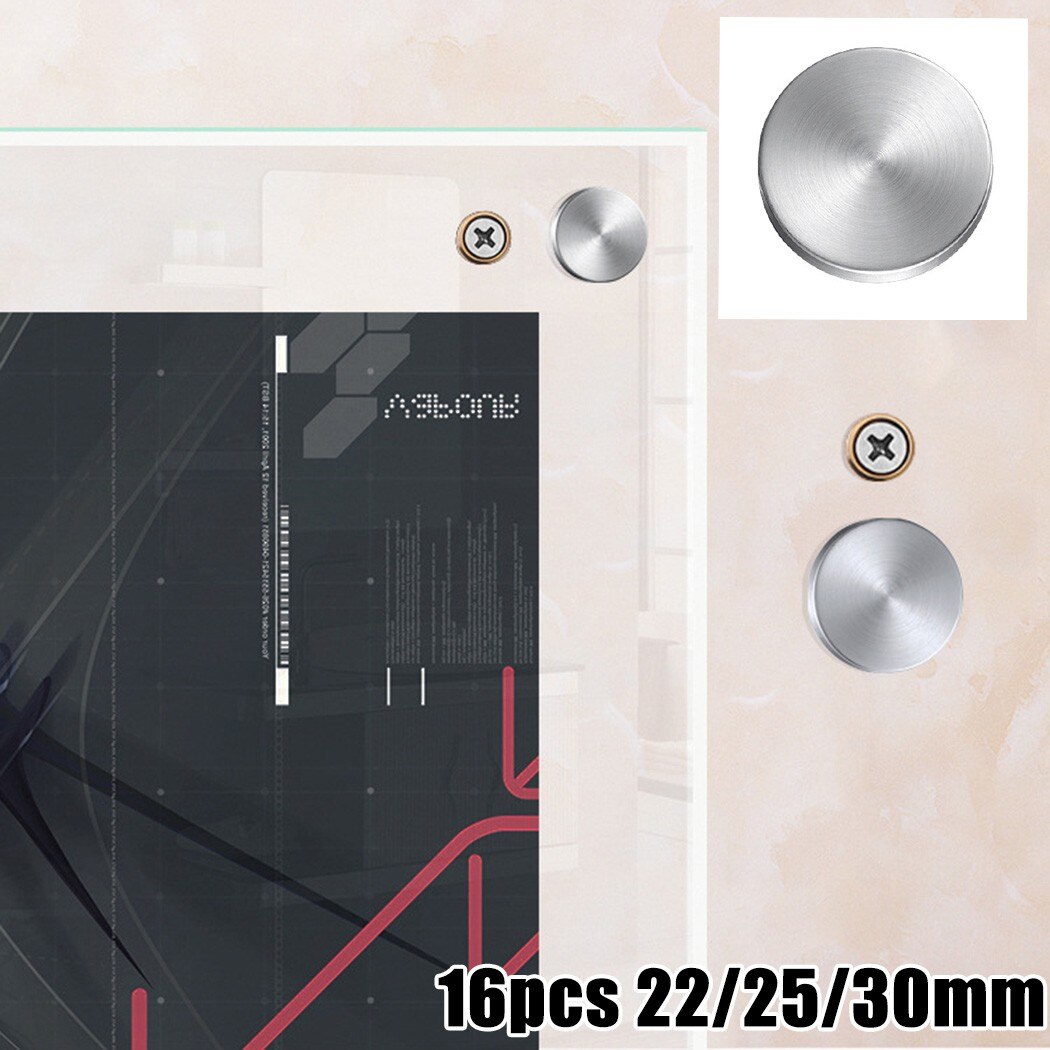 16Pcs Stainless Steel Decorative Mirror Screw Cap Nails Screw Covers Fasteners & Hooks Furniture Hardware 22/25/30mm