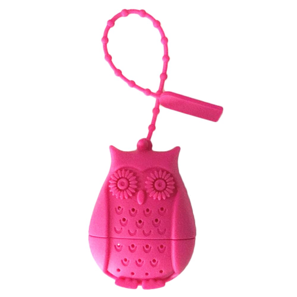 Cute Owl Tea Strainer Tea Bags Food Grade Silicone loose-leaf Tea Infuser Filter Diffuser Fun Cartoon Tea Accessories: Rose Red