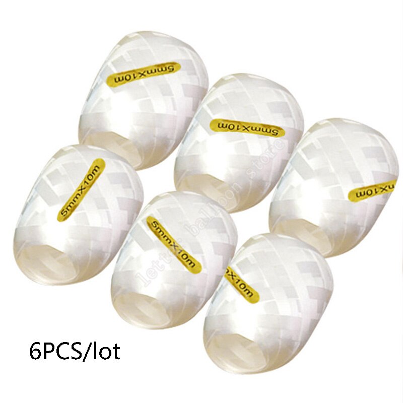 6pcs/lot Balloon Ribbons Rope White Rose Gold blue purple gold silver Ribbon Roll Wedding Birthday Party Decoration Wrapping Tap: white