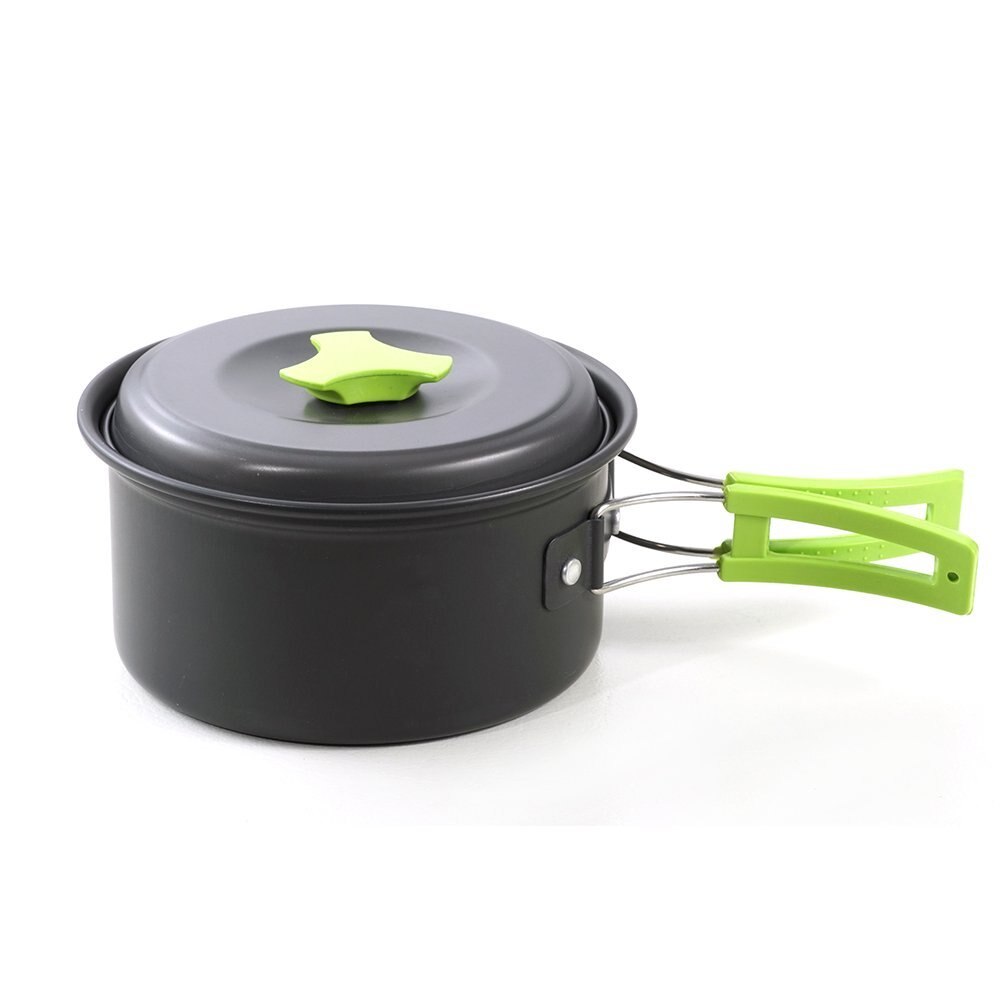 10pcs Portable Camping Cookware Set Foldable Camping Hiking Backpacking Camping Cookware Set (1 Litre) Lightweight Durable Pan