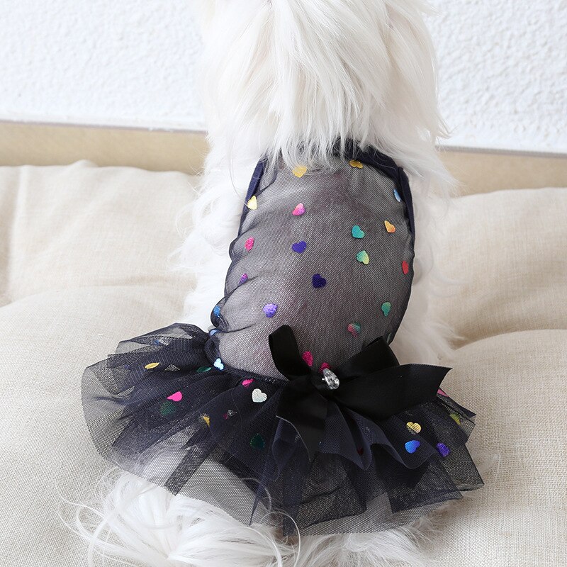 Respirant noir maille chien vêtements York été Bling robes de mariée pour petit Animal de compagnie chiot Animal Chihuahua chat marchandises fournitures