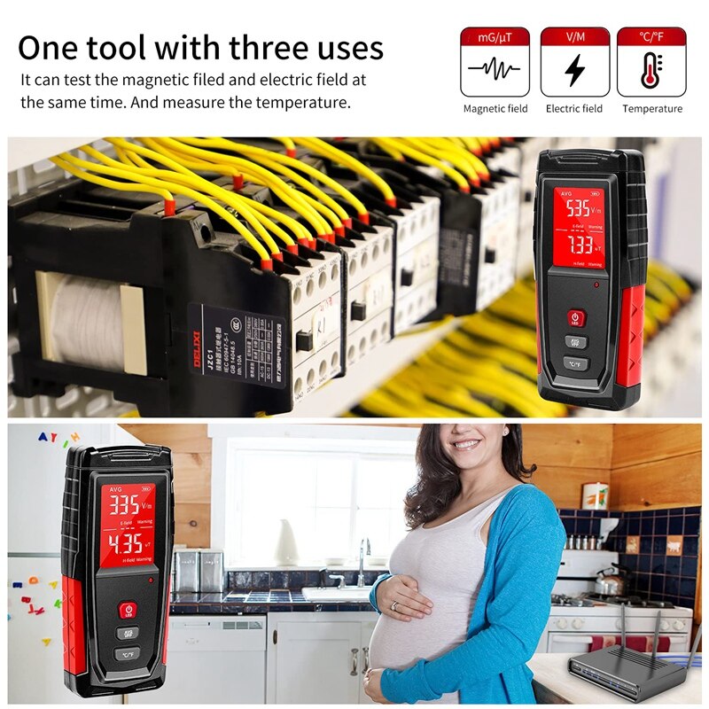 EMF Meter, Electromagnetic Radiation Detector, Rechargeable Digital EMF Tester, Hand-Held Electromagnetic Field Meter
