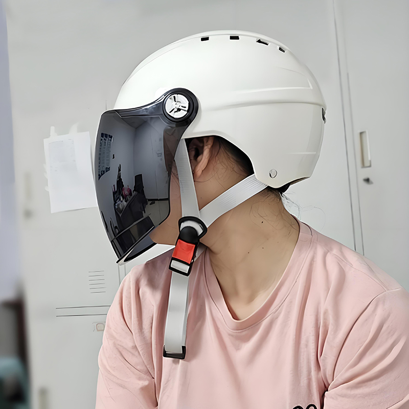 Men Motorcycle Helmet Woman Electric Motor Car Scooter Bike Open Face Half Helmet Anti Safety Hat Bicycle Cap With Goggles