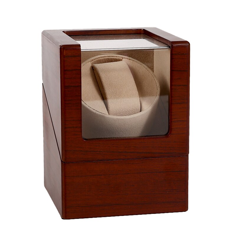Mini 1 + 0 laca de madera Piano negro brillante fibra de carbono automático solo reloj bobinador caja Motor silencioso almacenamiento estuche de exposición Shake