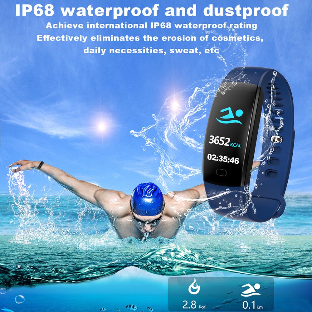 Reloj inteligente pk ID107 pk IP68 de hombre con pantalla a Color, resistente al agua, control del ritmo cardíaco y de la presión sanguínea para Android e IOS