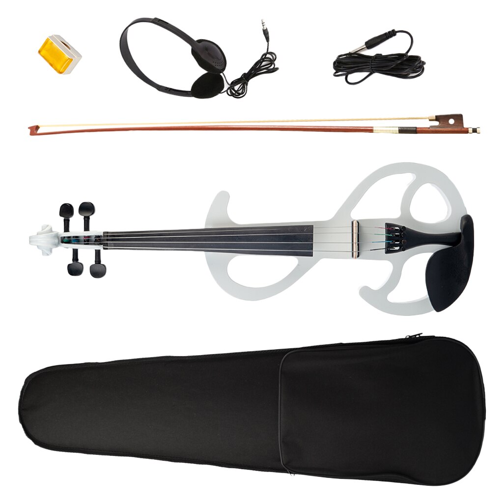 Violín eléctrico 4/4, con accesorios para violín (blanco)
