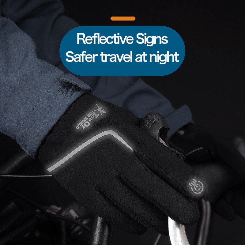 Waterproof Winter Cycling Gloves Windproof Outdoor Sport Ski Gloves Night Reflective Bike Bicycle Scooter Motorcycle Warm Glove