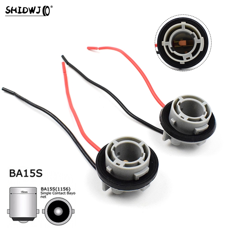 BA15S 1156 Soquete do bulbo, suporte da lâmpada, adaptador P21W, conector base, luz de freio, luz de inversão, 2pcs por conjunto