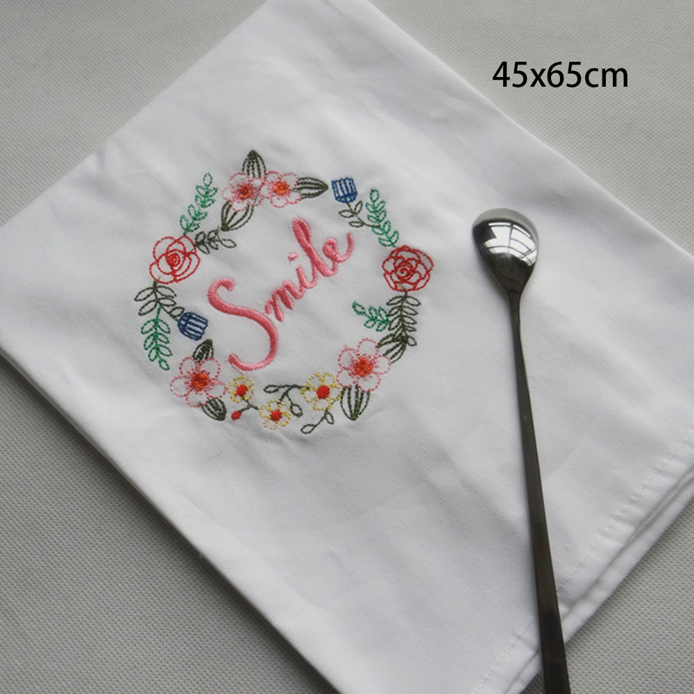 Eenvoud Stijl Puur Katoen Brief Bloemen Geborduurde Diner Servetten Placemat Voor Wedding Party 45x65cm