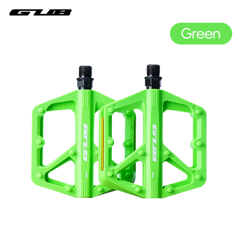 Pedali piatti in nylon migliorati Pedale per bicicletta Dual DU Pedali per bici da MTB Chiodi per piedi antiscivolo leggeri Accessori per biciclette Ciclismo: green