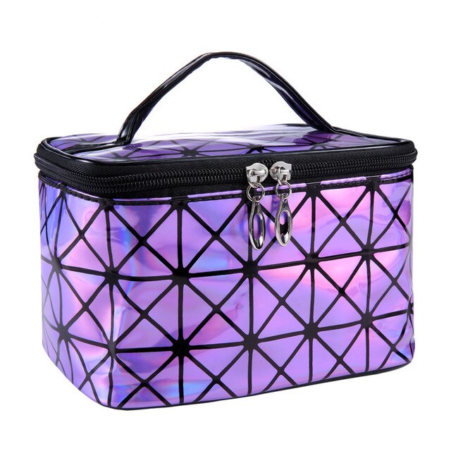 Multifunctional geometric cosmetic bag Women Leather waterproof cosmetic makeup bag travel organizer for toiletry bag: 8