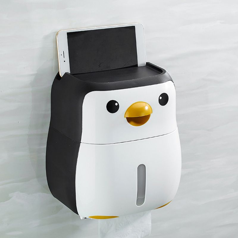 Leuke Pinguïn Papier Container Toiletrolhouder Wall Mounted Tissue Box Plank