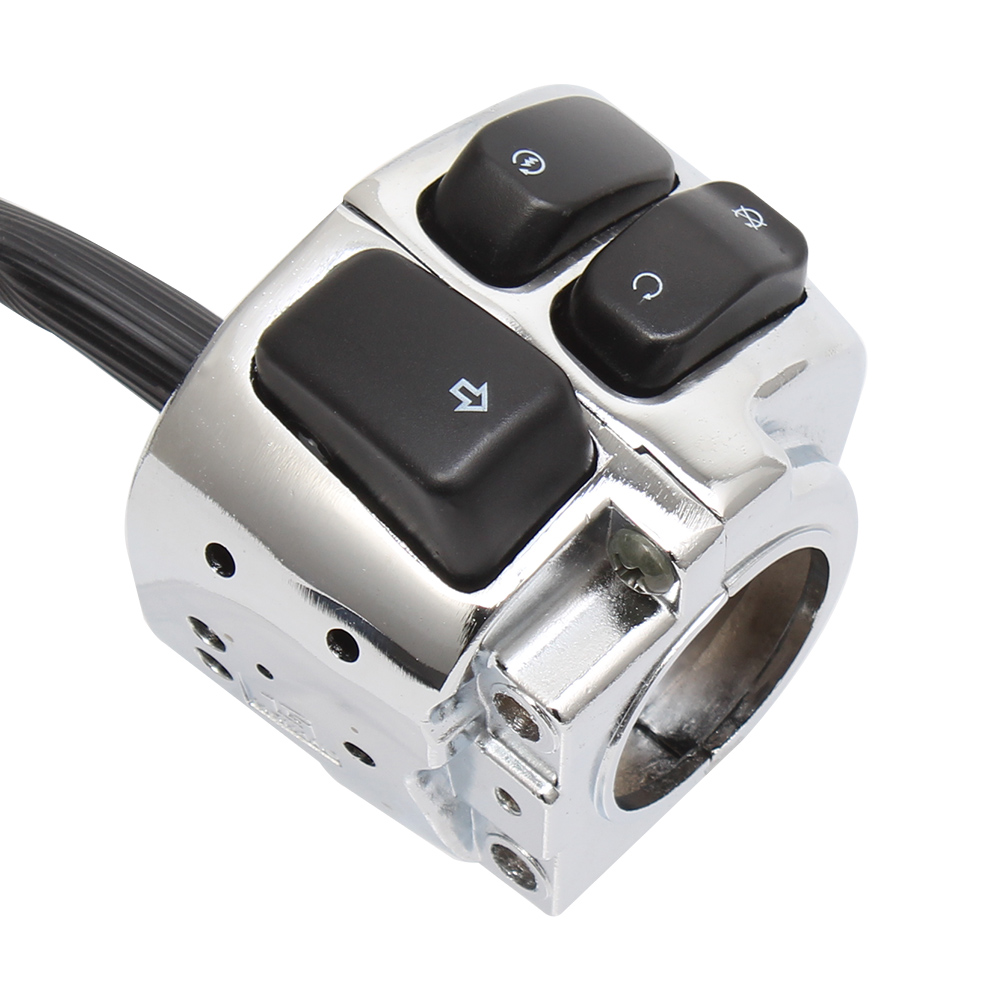 Motorcycle Chrome 1" 25mm Handlebar Turn Signal Control Switch For Harley Sportster XL883 Dyna V-ROD Softail 1996