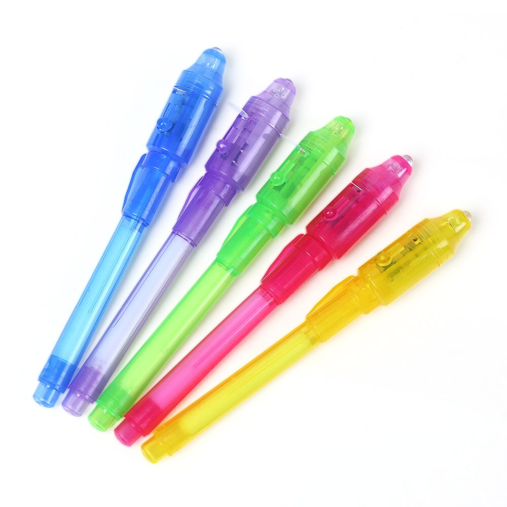 5 PCs/Lot Multifunction Invisible Ink Spy Pen Built in UV Light Checkout Magic Marker Secret Message Pen: Default Title