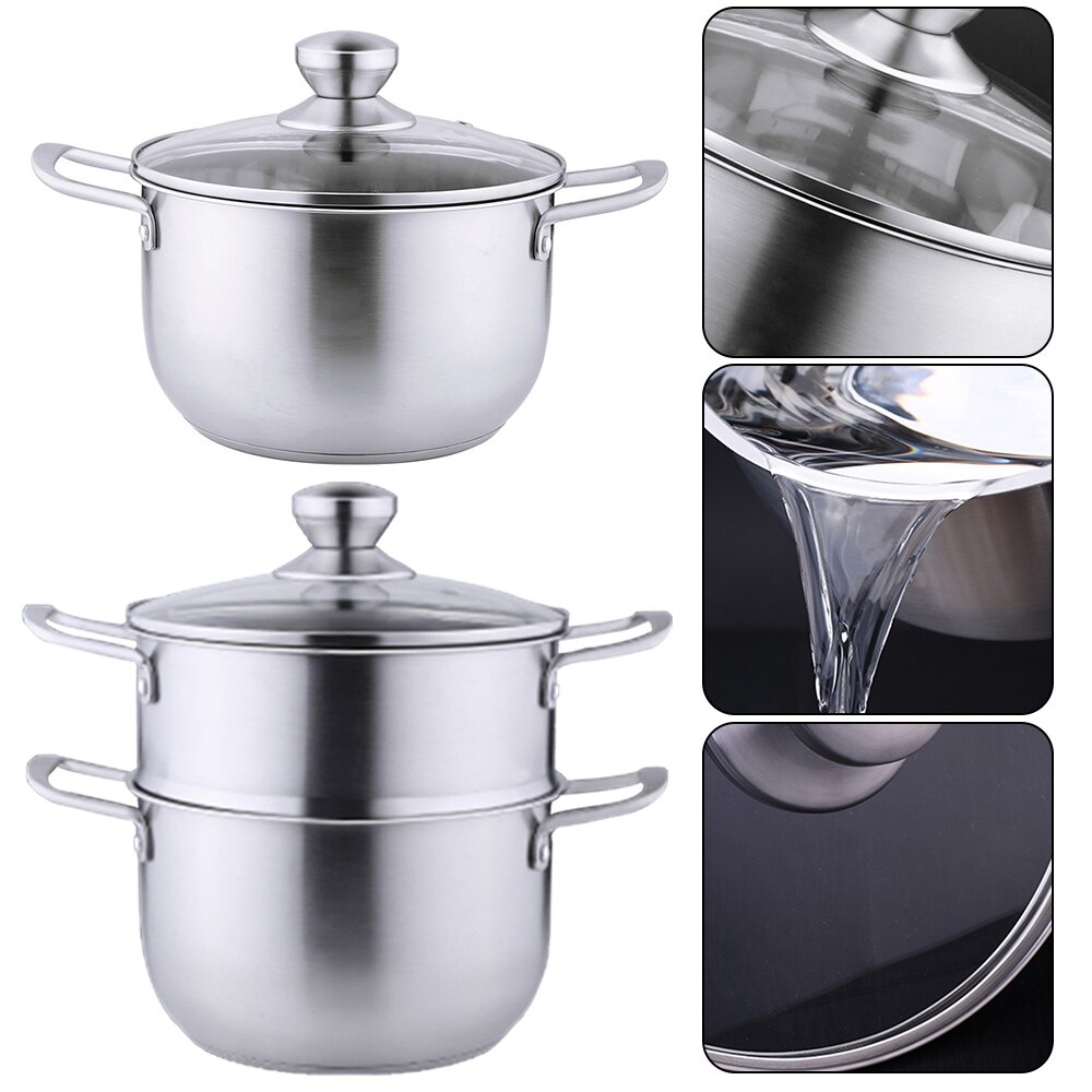 Stainless Steel 2/3 Layer Thick Steamer Pot Soup Steam Universal Cooking Pots For Induction Cooker Gas Stove Steam Pot