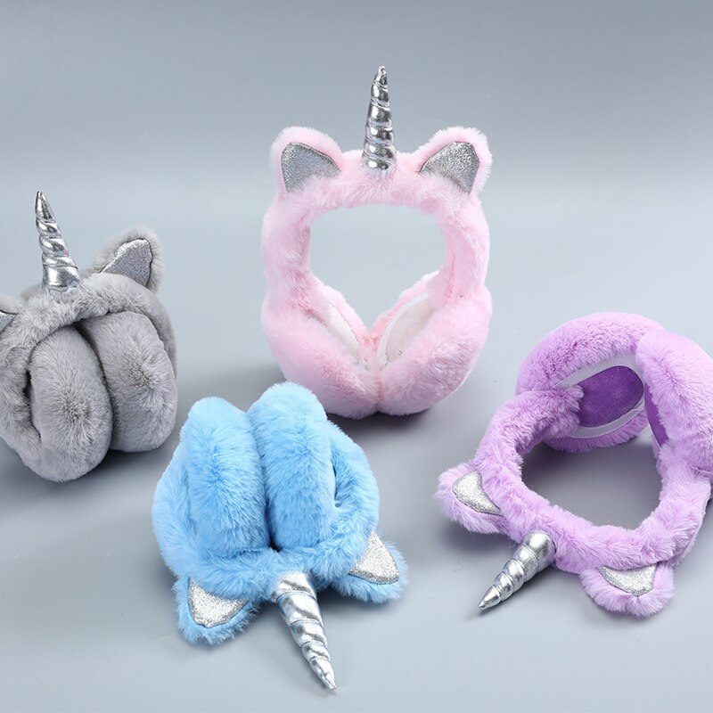 Caldo unicorno Cuffie per le Ragazze di Inverno Della Pelliccia Paraorecchie per Le Donne di Inverno Accessori Copertura dell'orecchio Scaldini Delle Donne Della fascia Di Natale