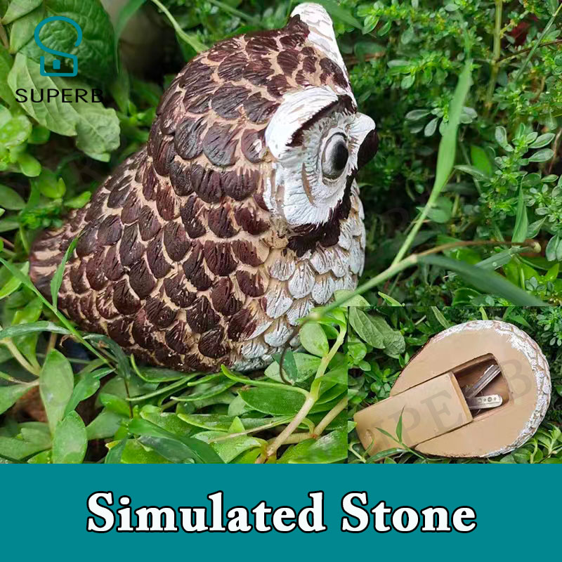 Superb escape room props simulated stone snail frog to hide object Key Box Outdoor Garden Secret Key Hidden Storage Box jxkj1987: green