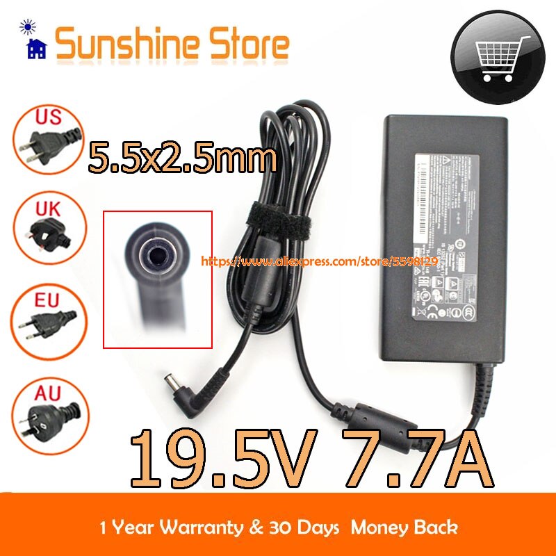 Original 19.5V 7.7A 150W Chicony Power Adaptor A17-150P2A A150A021P Slim Charger For MEDION ERAZER CRAWLER E10 Power Supply: Default Title