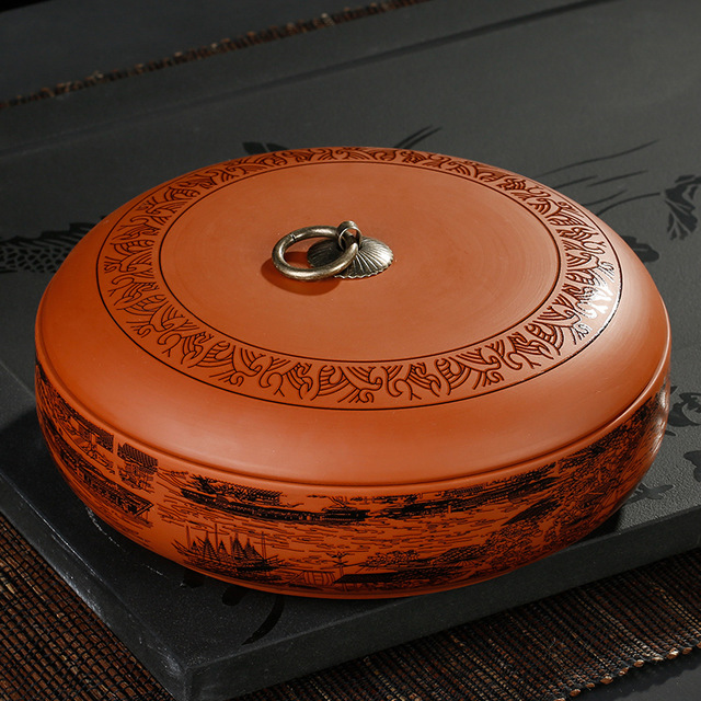 Caja de almacenamiento de té de estilo chino Puer, cajas de sellado de de arte púrpura Natural, tarros de café, granos, recipiente de Caddy, bandeja de caramelos y nueces: Pattern 13