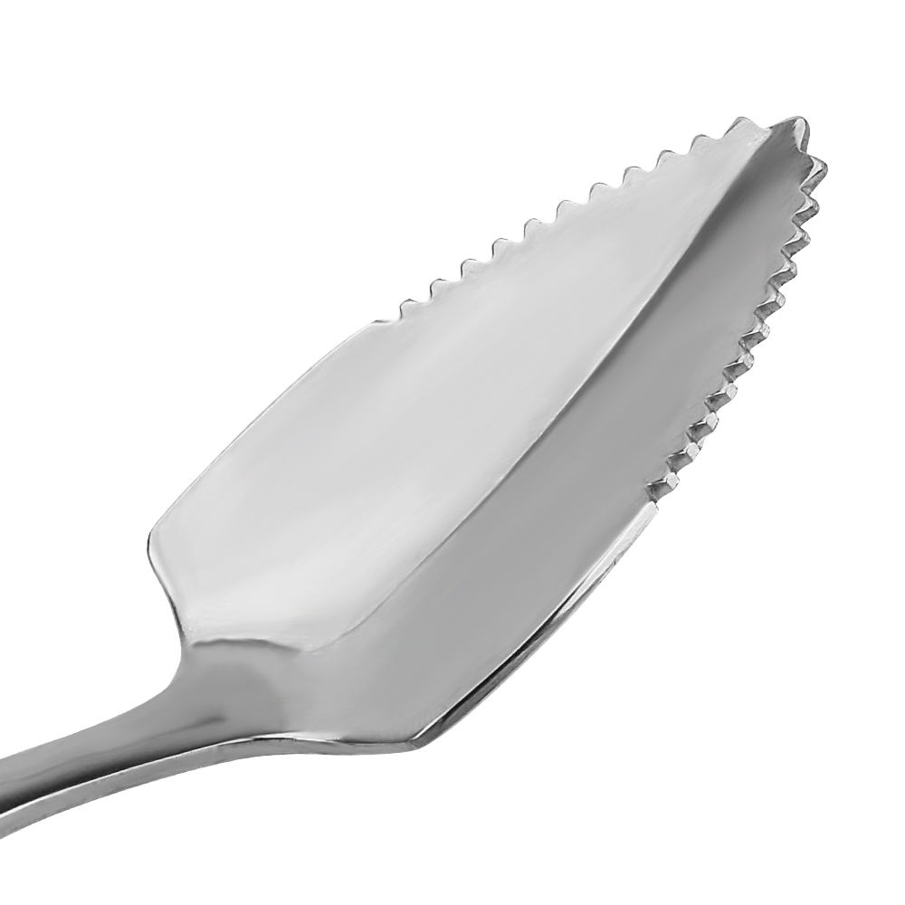 HOOMIN, cuchara para fruta, pomelo, mango largo de acero inoxidable, 15,5 cm, cuchara para té, vajilla, cubiertos, borde dentado