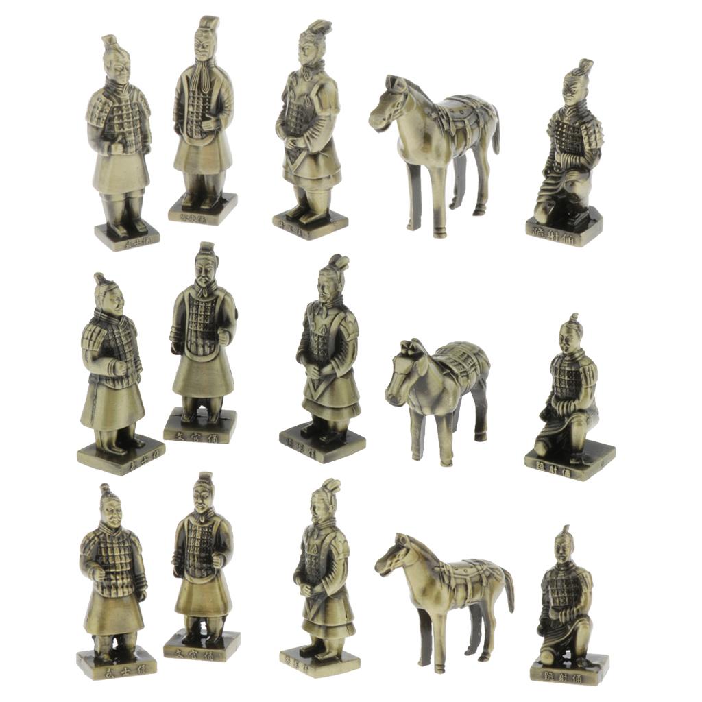 5Pcs Antique Reproduction Qin Terra Cotta Warrior Collectible Statuette Miniature