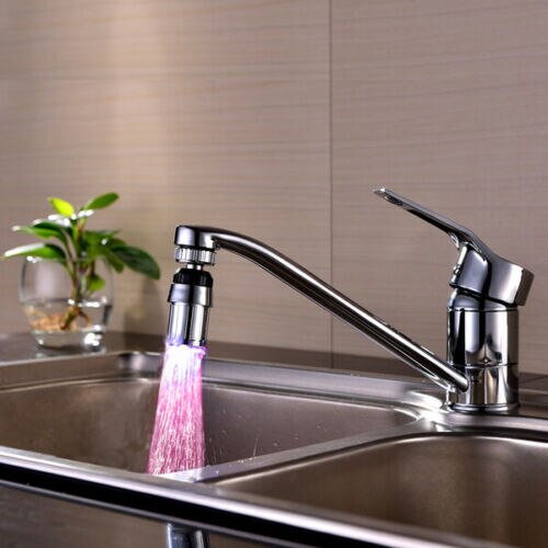 Rgb glow badkamer keuken led kraan waterkraan kranen accessoire temperatuur kranen sensorkoppen bevestiging op de kraan: Rood