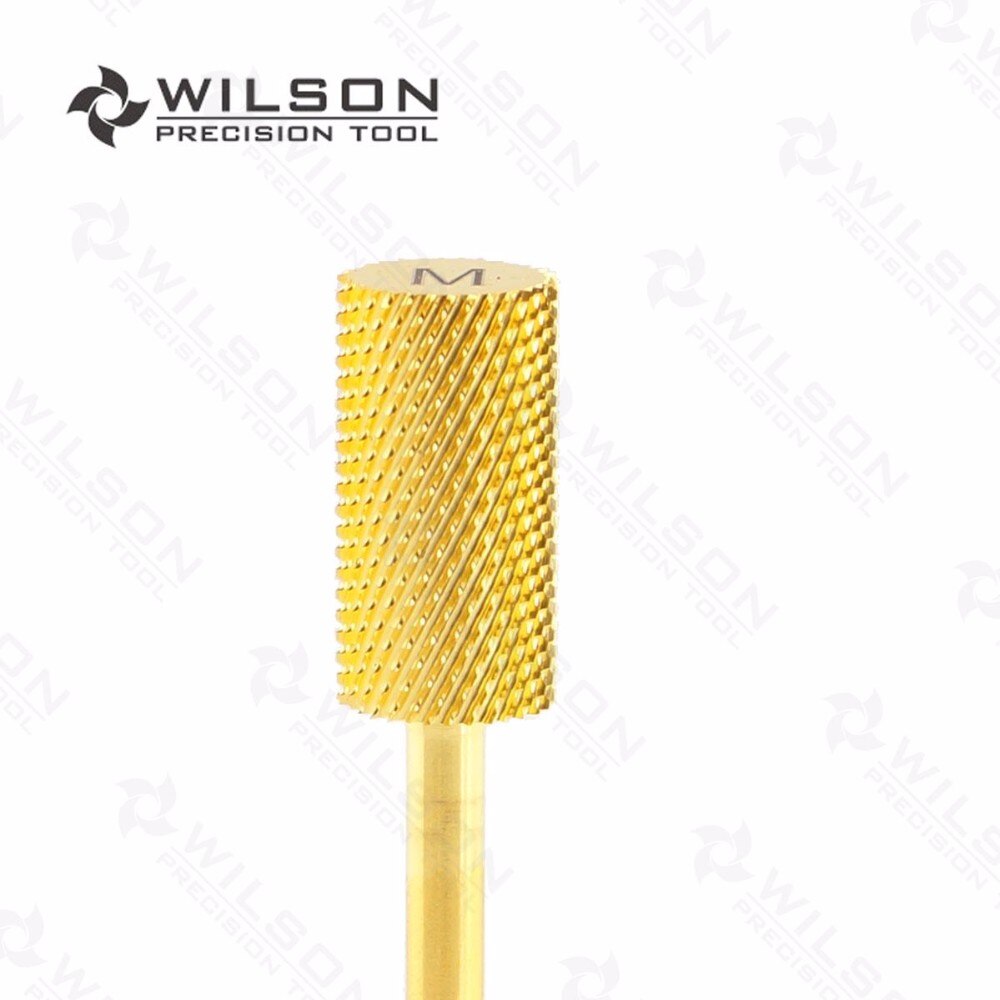 2pcs - Large Barrel Bit - Medium (M-1140012) - Gold - WILSON Carbide Nail Drill Bit