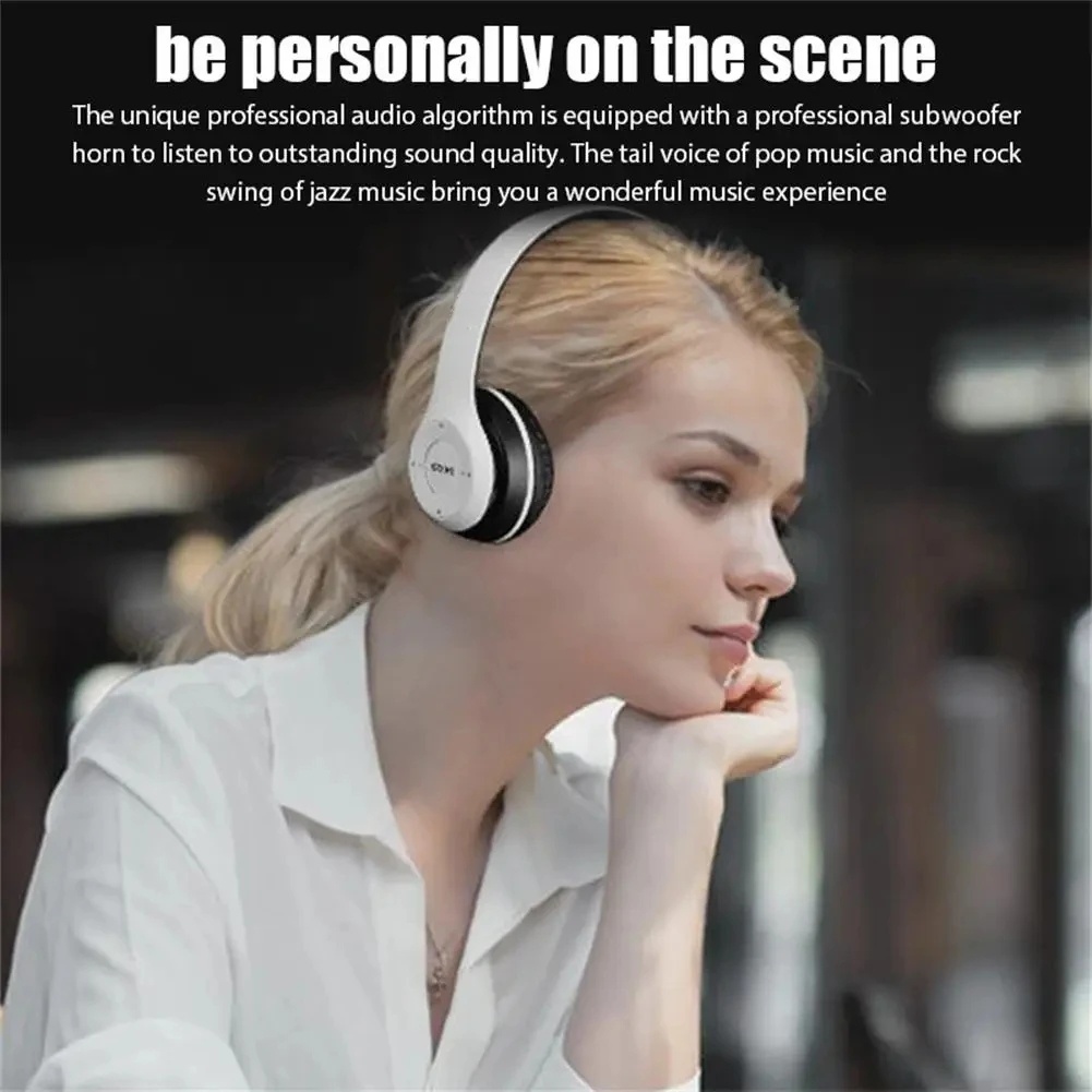 P47 auriculares inalámbricos Bluetooth con micrófono auriculares plegables bajo sonido HiFi música auriculares estéreo para teléfonos inteligentes TV juego