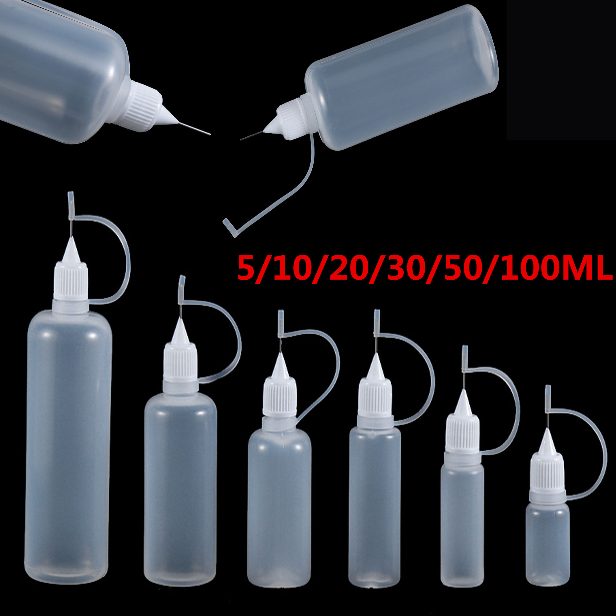 Aplicador de pegamento para manualidades, 5/10/20/30/50/100ML, botella de reutilización para papel Quilling, herramienta para manualidades de papel de álbum de recortes, 5 uds.