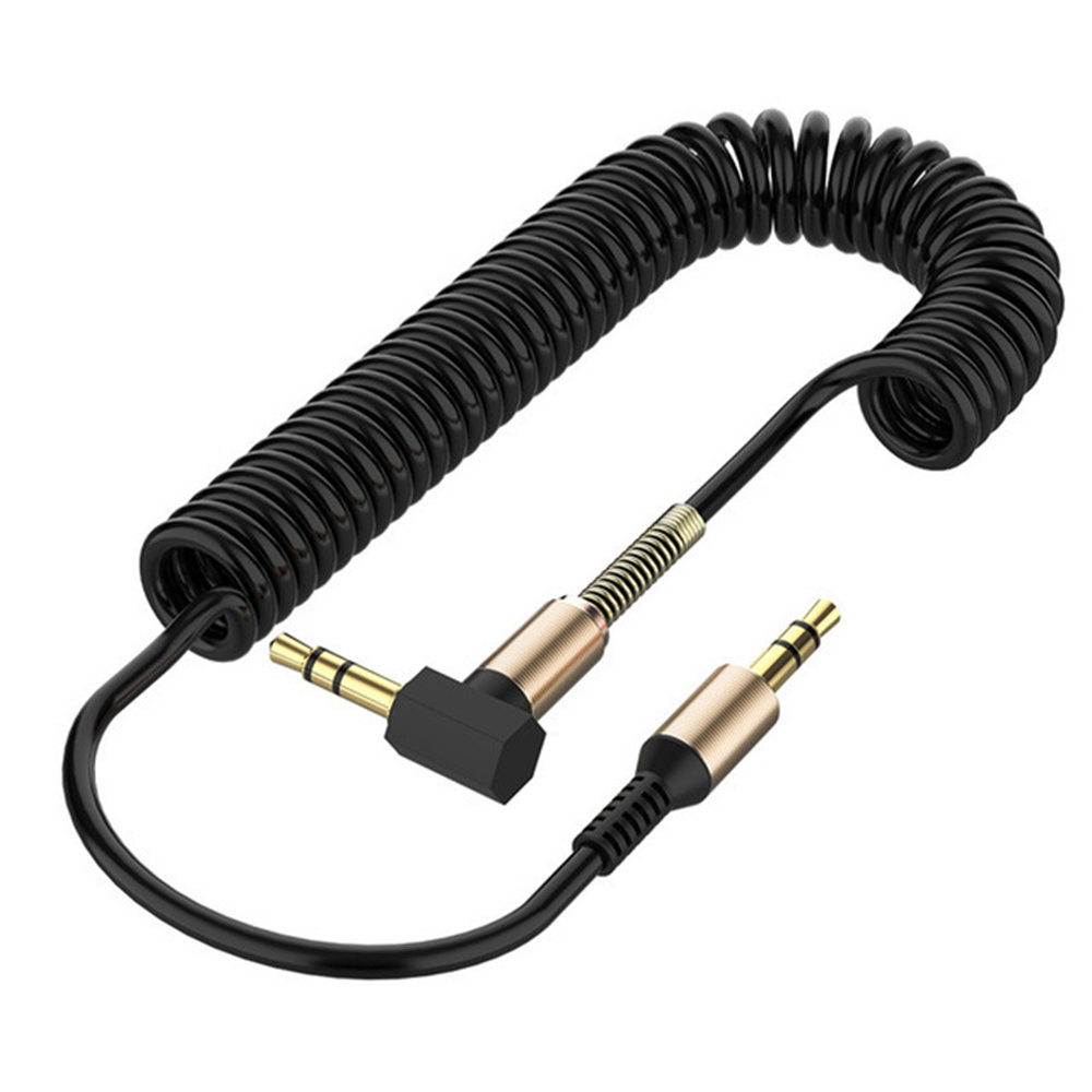 RYRA Audio Cable 3.5mm 90 Degree Elbow Spring Retractable Jack Speaker Extension Cord For Mobile Phone Computer: Blue
