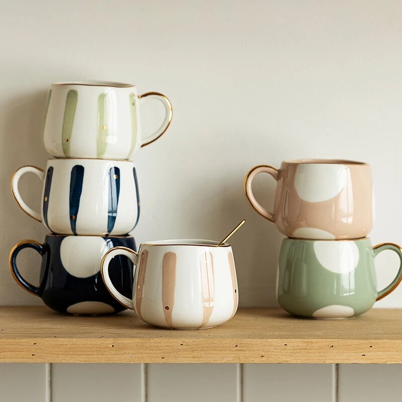 Creatieve Thuis Keramische Mok Licht Luxe Nordic Koffie Mokken Japanse Eenvoudige Water Cup Melk Sap Koffie Paar Paar Kopjes