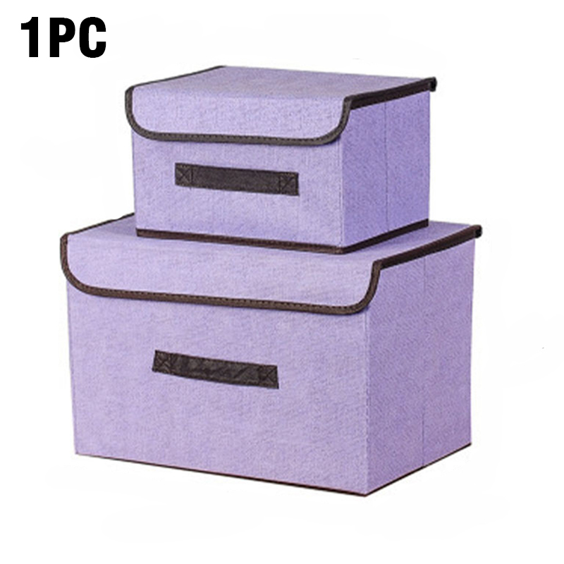 Non-woven suit large capacity storage box dustproof storage box Folding fabric imitation linen portable dustproof storage box: M / PURPLE