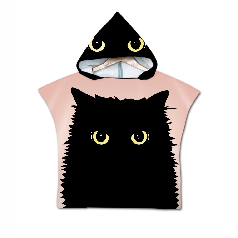 Gotisk cool halloween skræmmende kat skelet kranium baby børn børn hættehåndklæde pool bad strand poncho håndklæde kappe