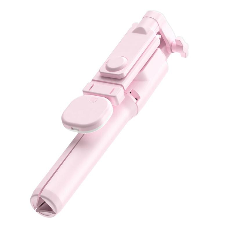 Bluetooth Selfie Stick Met Statief Selfiestick Telefoon Selfie-Stick Voor Iphone Samsung Huawei Smartphone Met Licht Invullen: Base Pink