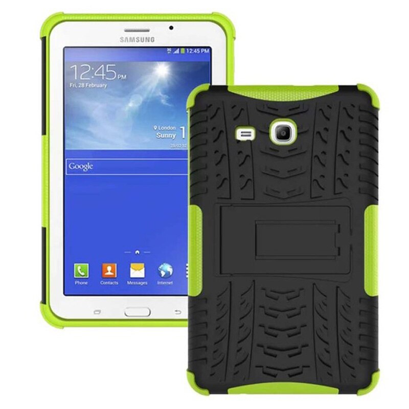 Siliconen hoesje voor samsung galaxy tab 3 lite 7.0 t110 t111, 7.0 inch cover voor samsung tab e lite 7 sm-t113 t116 , inclusief hoesje, screenprotector en pen.: Groente