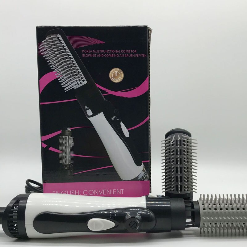 hair dryer Curling Hair 2 In 1 Brush Air Styler Comb Curling Iron Roll Styling Brush Hair Dryer Blow With Nozzles SU404: AU Plug