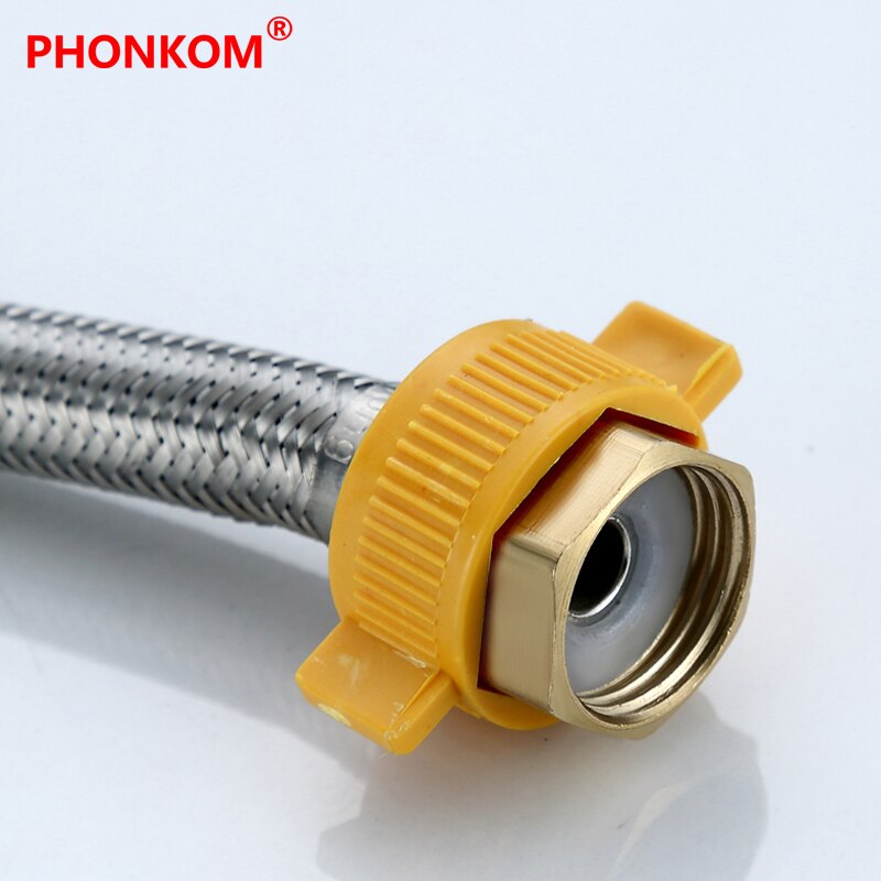 PHONKOM Braided Hose DN15 G1/2&quot; Brass Fittings Thread Stainless Steel Inlet Tube Metal Connection Flexible Pipe Bathroom Heater