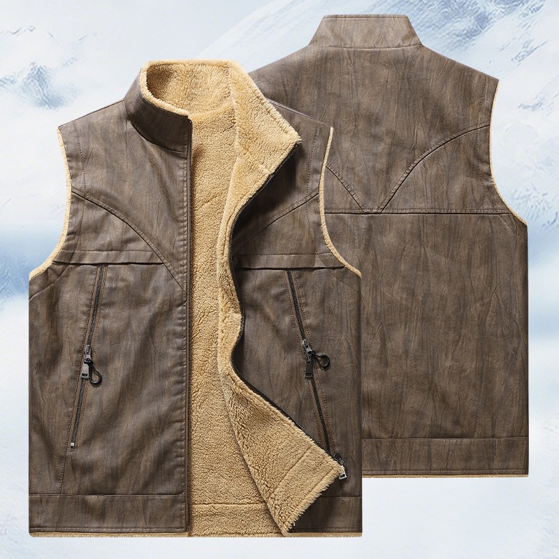 Gilet Polaire Homme - Veste Sans Manches Chaude Automne/Hiver - Vêtement Extérieur Camping Voyage