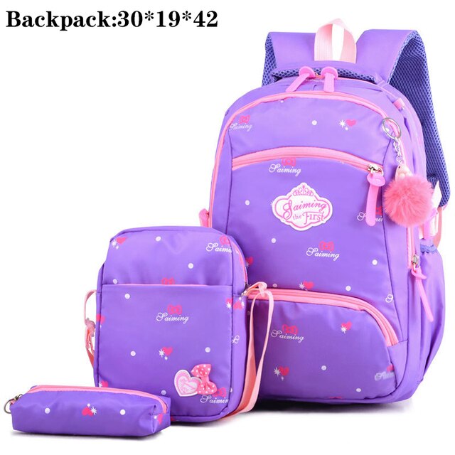Hohe Quatily Art Schule Taschen 3 stücke Gedruckt Schule Rucksäcke Für Mädchen Teenager Schul Wasserdichte Buch Tasche freundlicher Bagpack: Violett